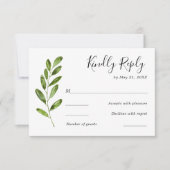Greenery Waterverf verlaat bruiloft RSVP Kaart (Voorkant)