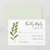 Greenery Waterverf verlaat bruiloft RSVP Kaart (Voorkant / Achterkant)