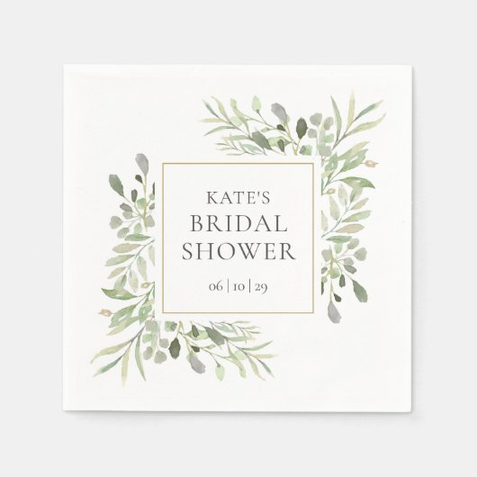 Greenery Waterverf Vrijgezellenfeest Servet (Voorkant)