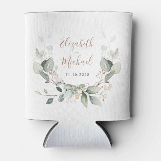 Greenery Waterverf Wedding Blikjeskoeler (Voorkant)