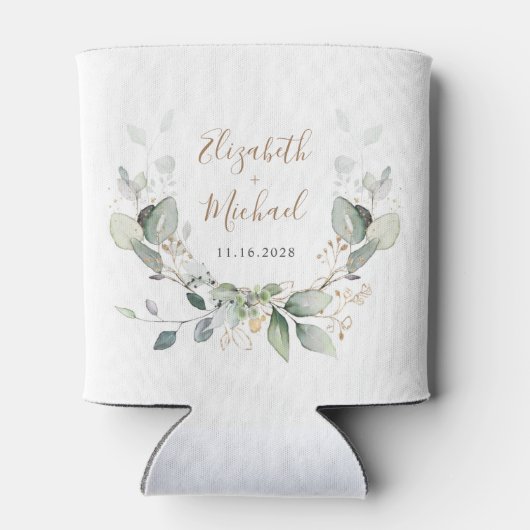 Greenery Waterverf Wedding Blikjeskoeler (Achterkant)