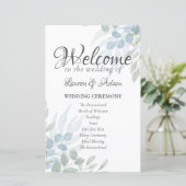 Greenery Waterverf Wedding Ceremony Program (Staand voorkant)