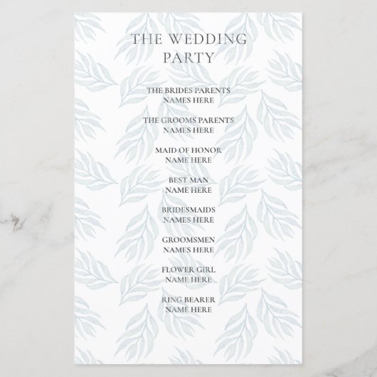 Greenery Waterverf Wedding Ceremony Program (Achterkant)