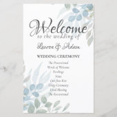 Greenery Waterverf Wedding Ceremony Program (Voorkant)