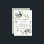 Greenery Waterverf Wedding Honeymoon Wish Informatiekaartje<br><div class="desc">Deze elegante bruiloft "Our Honeymoon Wish" omhullingskaart bevat geschilderde waterverf eucalyptus,  groene bladeren,  bloemen met een faux goud geometrisch hexagon lijst. Voor meer geavanceerde aanpassing van dit ontwerp,  te klikken gelieve de BUTTON van het TOOL VAN HET ONTWERP BLAUW hierboven. Overeenkomende objecten zijn ook beschikbaar.</div>