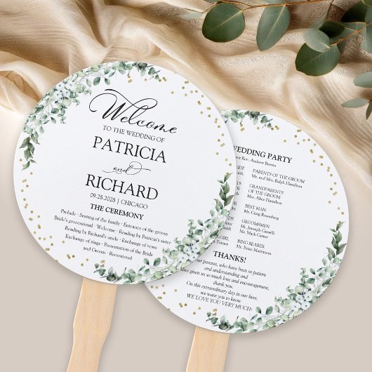 Greenery Waterverf Wedding Program Hand Fan Handwaaier
