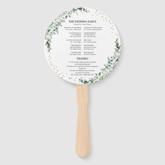 Greenery Waterverf Wedding Program Hand Fan Handwaaier (Achterkant)