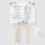 Greenery Waterverf Wedding Program Hand Fan Handwaaier (Voorkant en achterkant)