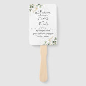 Greenery Waterverf Wedding Program Hand Fan Handwaaier (Voorkant)