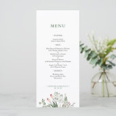 Greenery Waterverf Wedding Reception Menu Kaart (Staand voorkant)