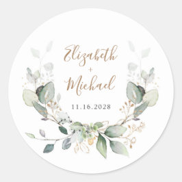 Greenery Waterverf Wedding Ronde Sticker