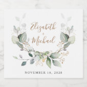 Greenery Waterverf Wedding Sparkling Wijnetiket (Enkel label)