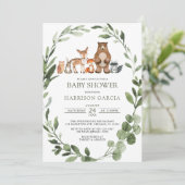Greenery Waterverf Woodland Animals Baby shower Kaart (Staand voorkant)