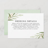 Greenery waterverven groen goud bruiloft details informatiekaartje (Voorkant / Achterkant)
