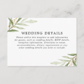 Greenery waterverven groen goud bruiloft details informatiekaartje (Voorkant)