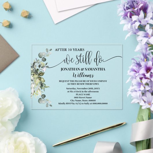 Greenery We doen nog steeds Jubileum Acryl Uitnodigingen (Insitu (Huwelijk))