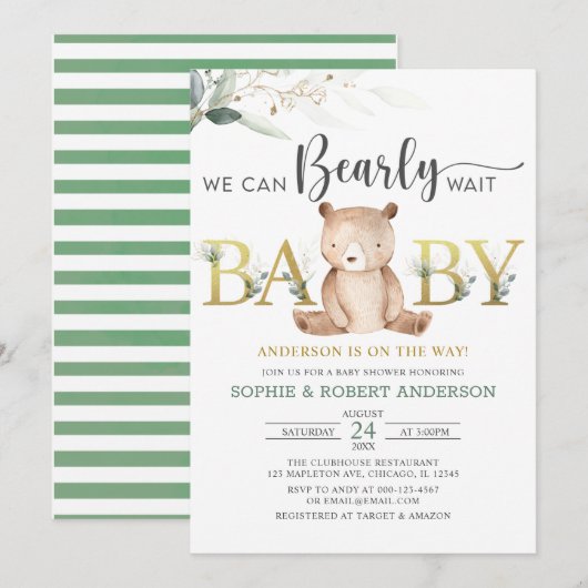 Greenery we kunnen wachten op Teddy Bear Baby show Kaart (Voorkant / Achterkant)