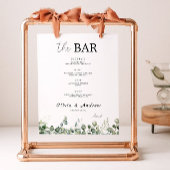 Greenery Wedding Bar Menu Sign Sjabloon Poster