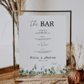 Greenery Wedding Bar Menu Sign Sjabloon Poster