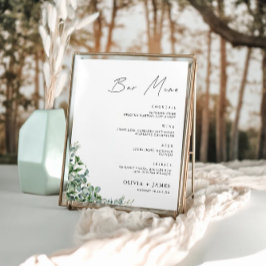Greenery Wedding Bar Menu Sign Sjabloon Poster