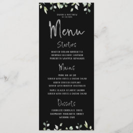 Greenery Wedding Black & Silver Calligraphy Menu