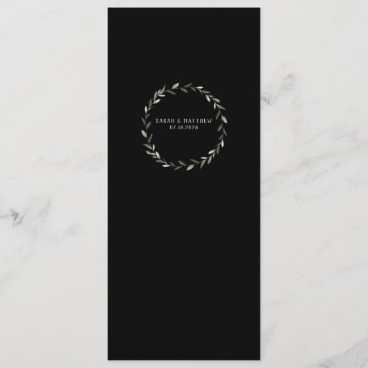 Greenery Wedding Black & Silver Calligraphy Menu (Achterkant)