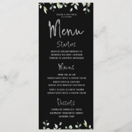 Greenery Wedding Black & Silver Calligraphy Menu