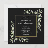 Greenery Wedding Botanical Waterverf Invitation Kaart (Voorkant)