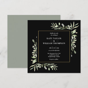 Greenery Wedding Botanical Waterverf Invitation Kaart