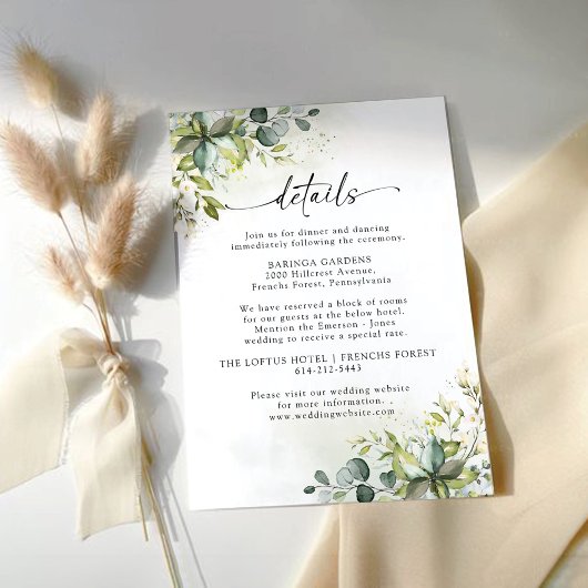 Greenery Wedding Ceremony Enclosure Card Informatiekaartje