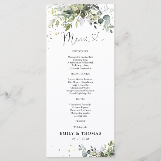 Greenery Wedding Ceremony Menu (Voorkant)