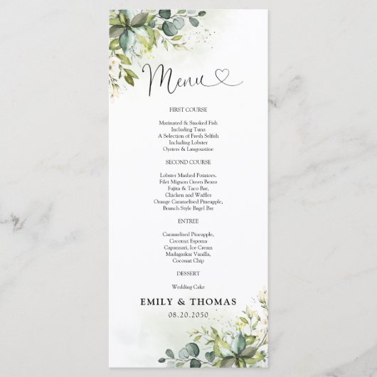 Greenery Wedding Ceremony Menu (Voorkant)