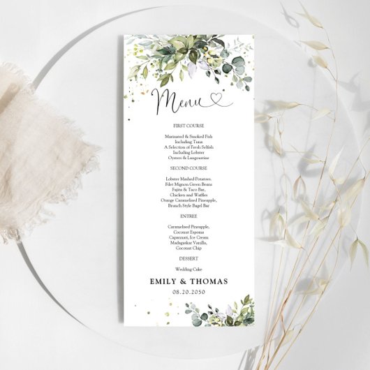 Greenery Wedding Ceremony Menu