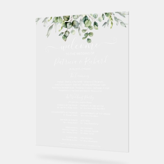 Greenery Wedding Ceremony Programma Acryl Bord (Hoek)