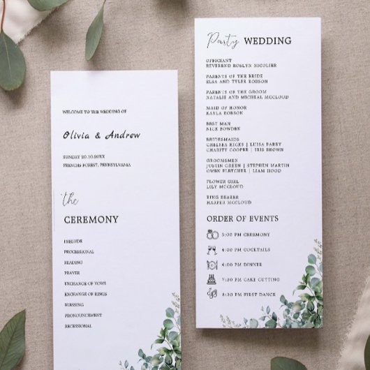 Greenery Wedding Ceremony Programma Sjabloon