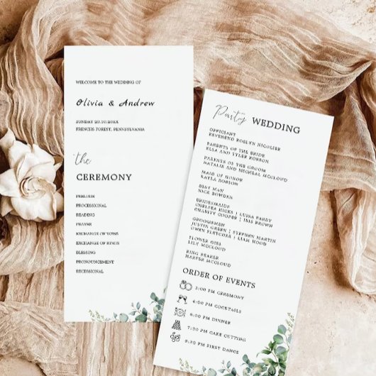 Greenery Wedding Ceremony Programma Sjabloon
