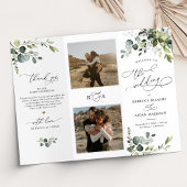 Greenery Wedding Ceremony Tri-Fold Program met fot