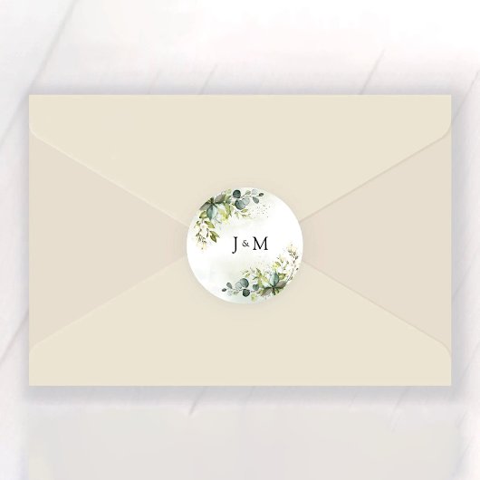 Greenery Wedding Classic Round Sticker
