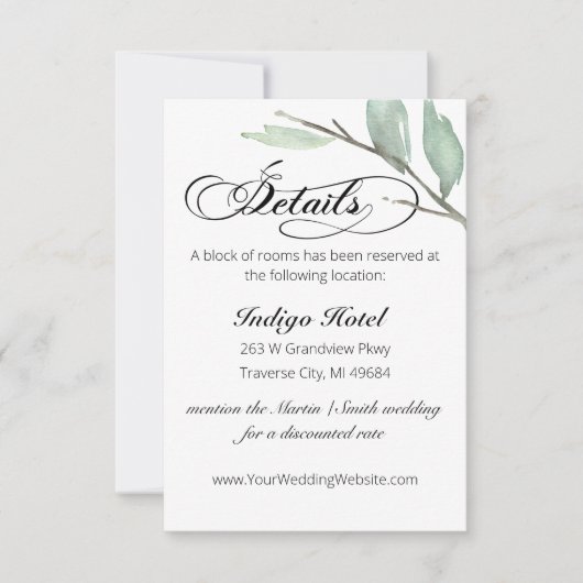 Greenery Wedding Details Enclosure Card (Voorkant)