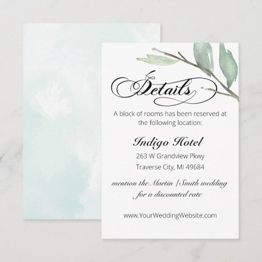 Greenery Wedding Details Enclosure Card (Voorkant / Achterkant)