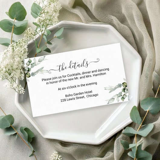 Greenery Wedding Details Informatiekaartje
