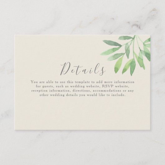 Greenery Wedding Details Kaart (Voorkant)