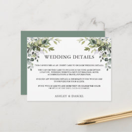 Greenery Wedding Details Sage Green Insert Card Briefkaart