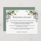 Greenery Wedding Details Sage Green Insert Card Briefkaart (Voorkant / Achterkant)
