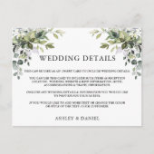 Greenery Wedding Details Sage Green Insert Card Briefkaart (Voorkant)
