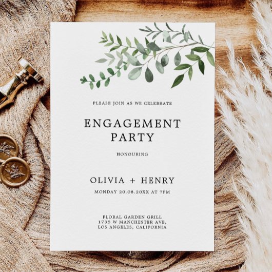 Greenery Wedding Engagement Party Uitnodiging
