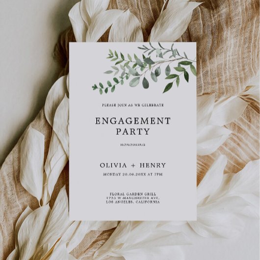 Greenery Wedding Engagement Party Uitnodiging