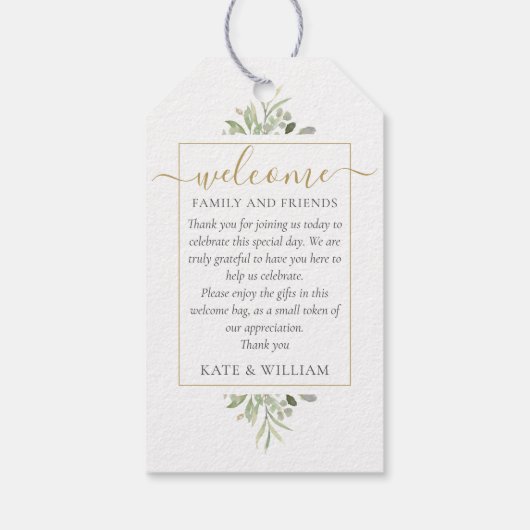 Greenery Wedding Favor Welcome Basket Bag Cadeaulabel (Achterkant)