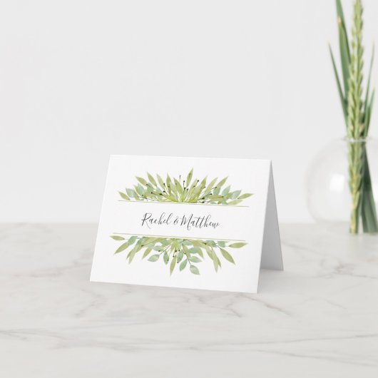 Greenery Wedding Folded Bedankkaart (Voorkant)