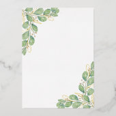Greenery Wedding Gold White Eucalyptus Wreath Folie Uitnodiging (Achterkant)